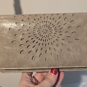 Forever Young Taupe Clutch with Sunburst Cutout